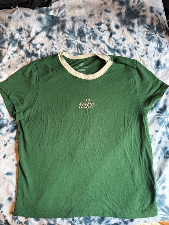 Nike Tops - Nike Green Ringer Tee with White Script